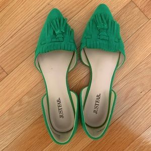 just fab green pointed toe flats